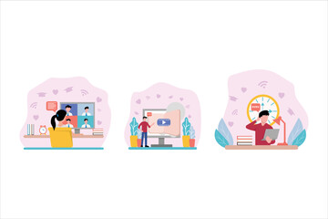 Online Learning Flat Design Illustration