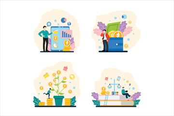 Fototapeta premium Finance Flat Bundle Design Illustration