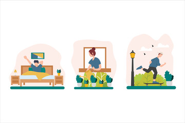 Weekend Activity Flat Design Illustration