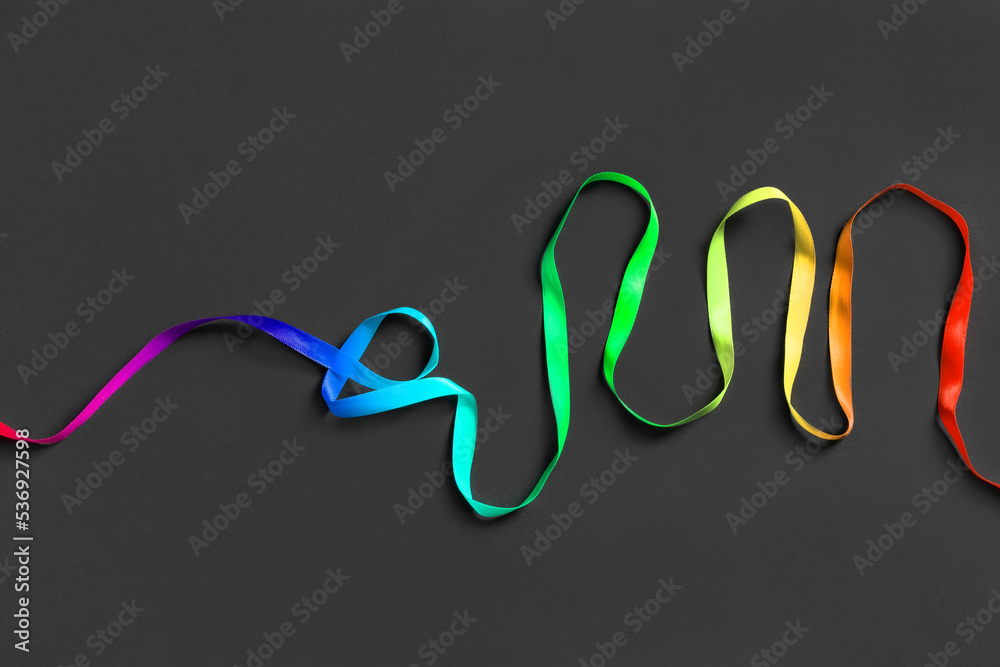 Canvas Prints Rainbow ribbon on black