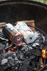 hot charcoal briquettes for barbecue