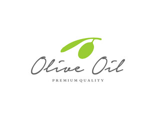 Vintage hand drawn olive oil logo design 
