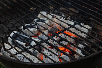 hot charcoal briquettes for barbecue