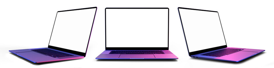 Laptop mock up with transparent screen isolated - obrazy, fototapety, plakaty