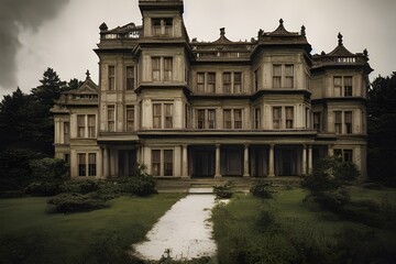 Obraz premium A creepy, crumbling haunted house. 