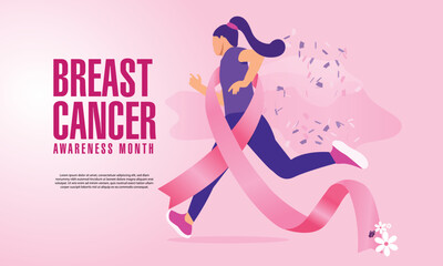 Obraz na płótnie Canvas Breast Cancer Design With Jogging Women