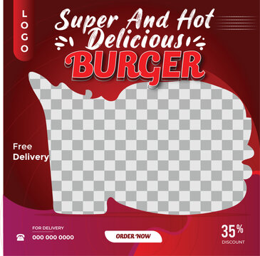 Special Burger For Restaurant Social Media Post Design Template