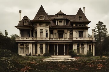 Fototapeta premium A creepy, crumbling haunted house.