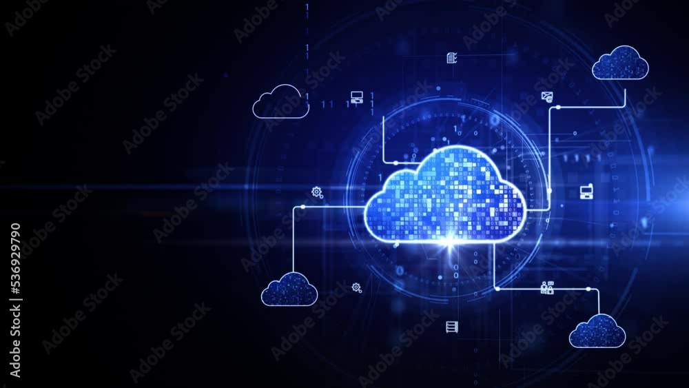 Poster cloud computing services iot big data analysis cybersecurity, futuristic and technology artificial i