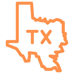 texas state tx map outline icon