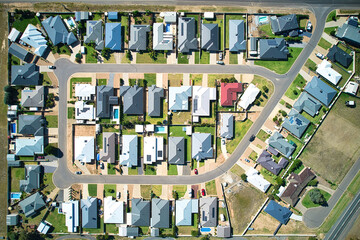 Aerial View of Suburban Circular Street in Australia