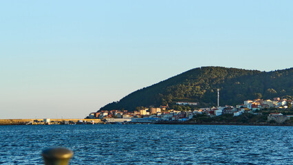 Small seaside village at sunset