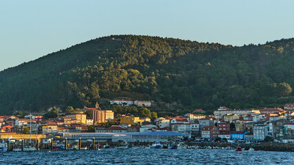 Small seaside village at sunset