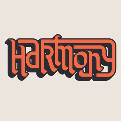 HARMONY TEXT IN INDIAN STYLE GRAPHIC FOR CLOTHS AND PRINTS VECTOR