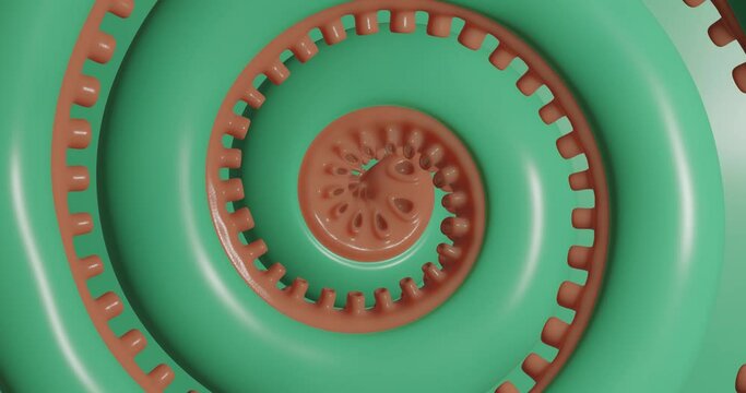 3d render with red green tentacle spiral