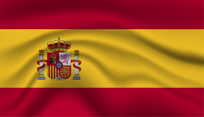 Close up Spain national flag waving realistic vector illustration