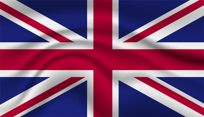 Close up United Kingdom national flag waving realistic vector illustration
