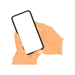 vector illustration of person holding smart phone, hand holding smart phone