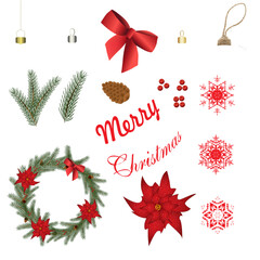 Vector set of Christmas symbols on a white background