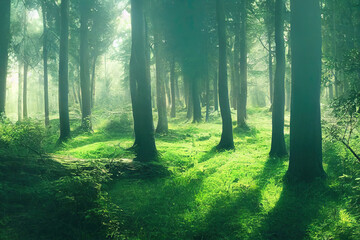 Calm green forest