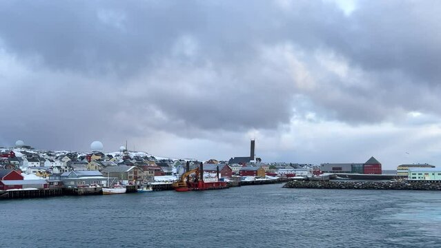 Vard&oslash;, Troms og Finnmark, the easternmost town in Norway, located on the island of Vard&oslash;ya in the Barents Sea near the Russian border. Historically important because of its 14th century fortress