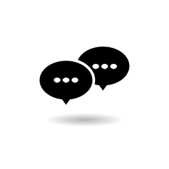 Speak icon. Message icon. Chat speech bubble logo icon with shadow