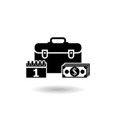 Employee Wages icon logo with shadow