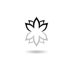 Lotus Flower Icon logo with shadow