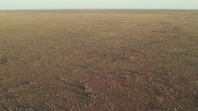 Reversing and rising aerial footage of the Tanami Desert, Northern Territory, Australia. August 2022.