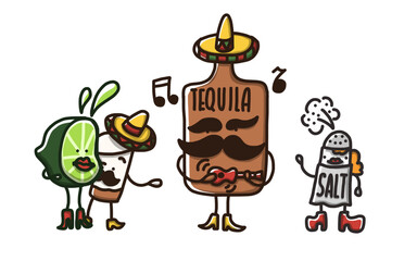 Cartoon Tequila and Lime mascot character