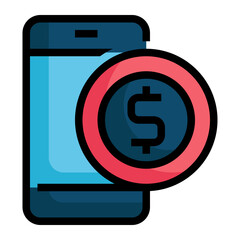 money coin mobile filled filled outline icon