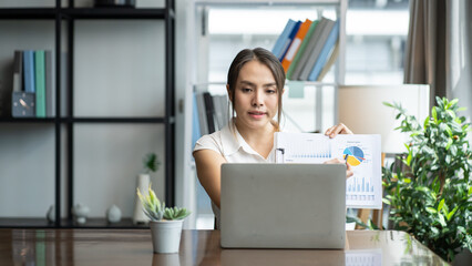 Video call group of business people meeting on virtual workplace or remote office.Remote work,virtual meeting and Online Video Conference Interview Call concept.Manager talking online with coworkers