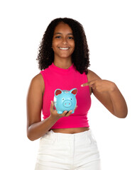 Young african american girl saving for her future