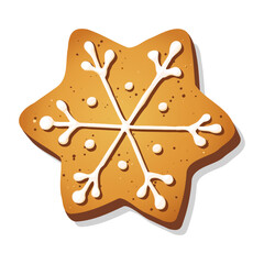 Christmas gingerbread cookie in shape of star isolated on white background. Holiday vector illustration. Eps 10