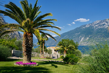 View of Limone sul Garda's village, Garda's lake Italy