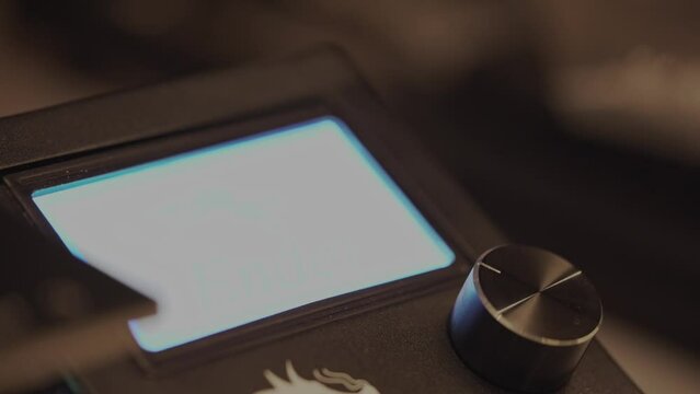 3D Printer starting powering up with blue backlit display