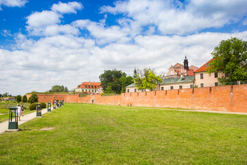 Fototapeta na wymiar Park and surrounding wall of historic city Zamosc, Poland