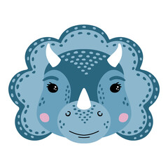 Cute little dinosaur. Vector illustration, isolated on a white background. Scandinavian cartoon style flat design. Concept for children print.