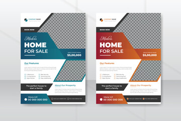 Professional real estate flyer template design for housing or property business agency