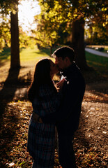 happy family in autumn park outdoor recreation.