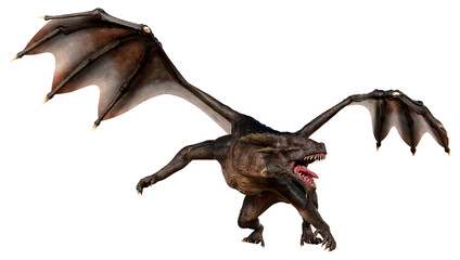 3D Rendering Fairy Tale Dragon on White