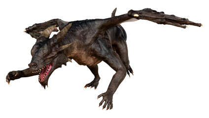 3D Rendering Fairy Tale Dragon on White