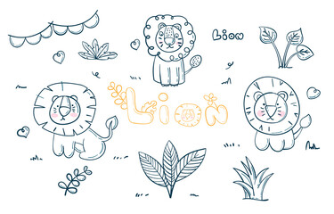 hand drawn lion illustration.