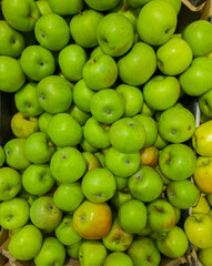 Fruits in a street market - apples.