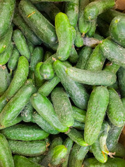 Natural-looking vegetables in a supermarket - cucumbers.