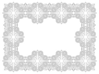 Art for coloring book with ornate floral frame