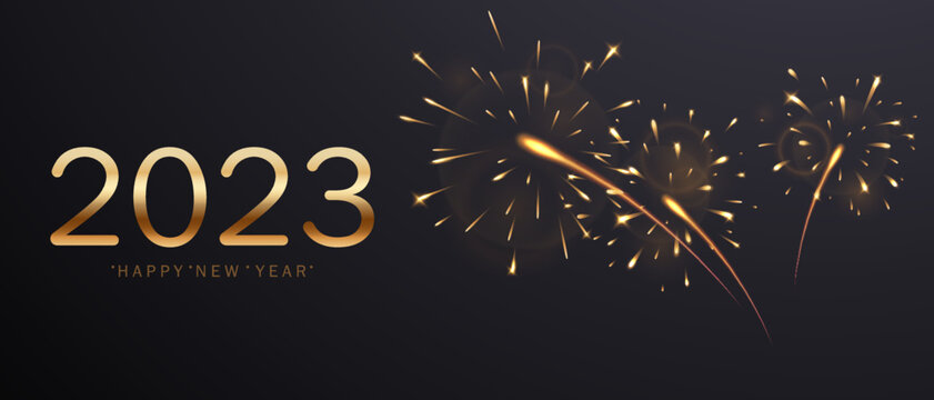 happy new year 2023 background design with elegant fireworks vector illustration