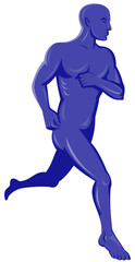 Fototapeta na wymiar Purple human male running jogging