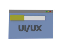 minimal 3d Illustration Web UI or UX design, web page concept. Web design, computer browser.
