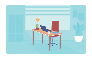 Convenient director office room 2D vector isolated illustration. Workplace flat interior on cartoon background. Workspace arrangement colourful editable scene for mobile, website, presentation